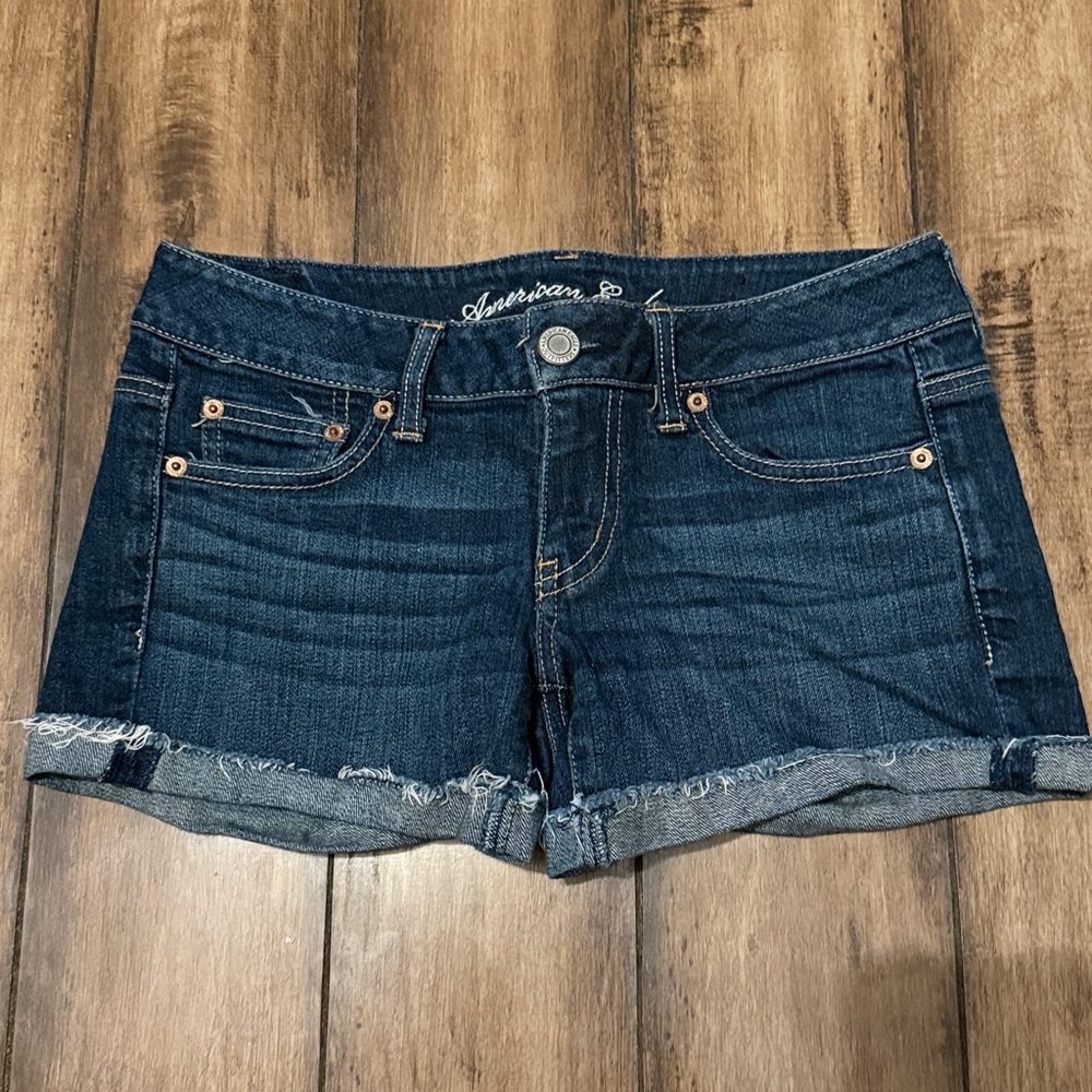 American Eagle Dark Blue Stretch Jean Shorts